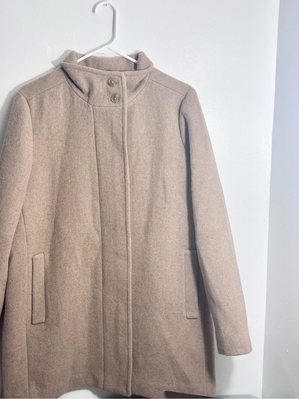 J.Crew Womens Taupe Wool-Blend City Coat